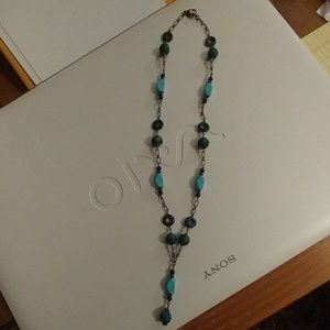 Natural stone necklace Turquoise, Lapis 925 silver